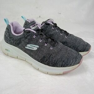 Skechers Arch Fit Black Lavender Womens Walking Shoes  Size 10